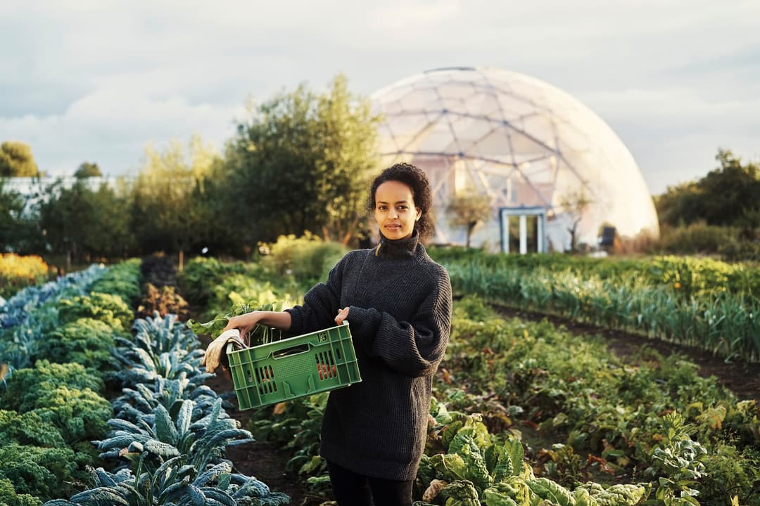 Woman working in a greenhouse