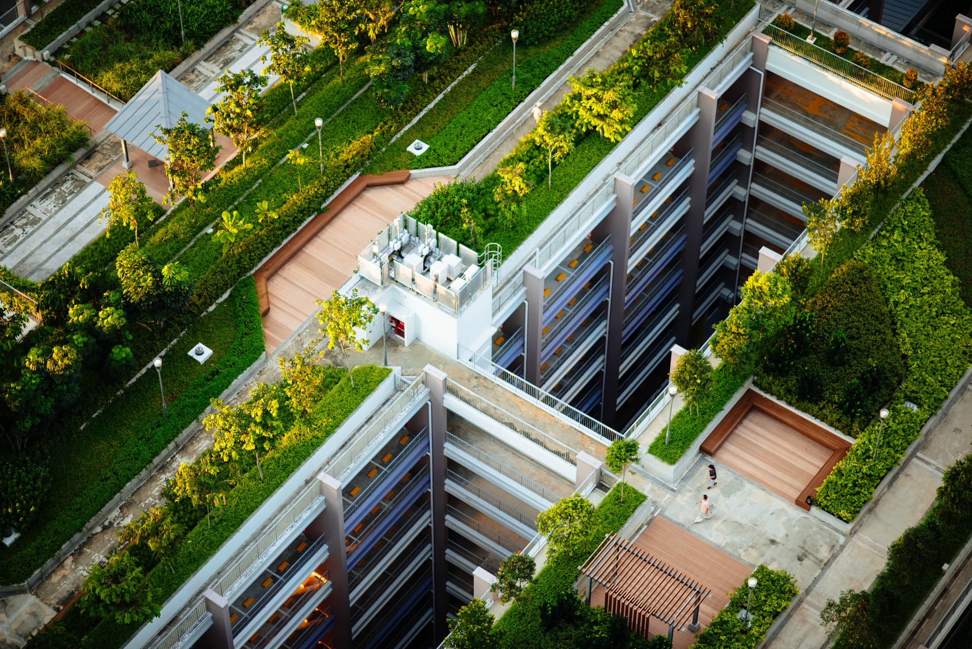 Green building viewed from below